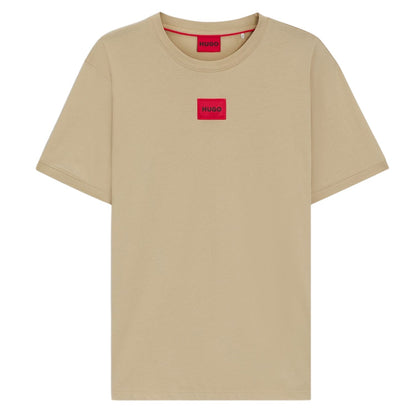 Medium Beige - Front - Hugo Mens Diragolino Chest Logo T-Shirt