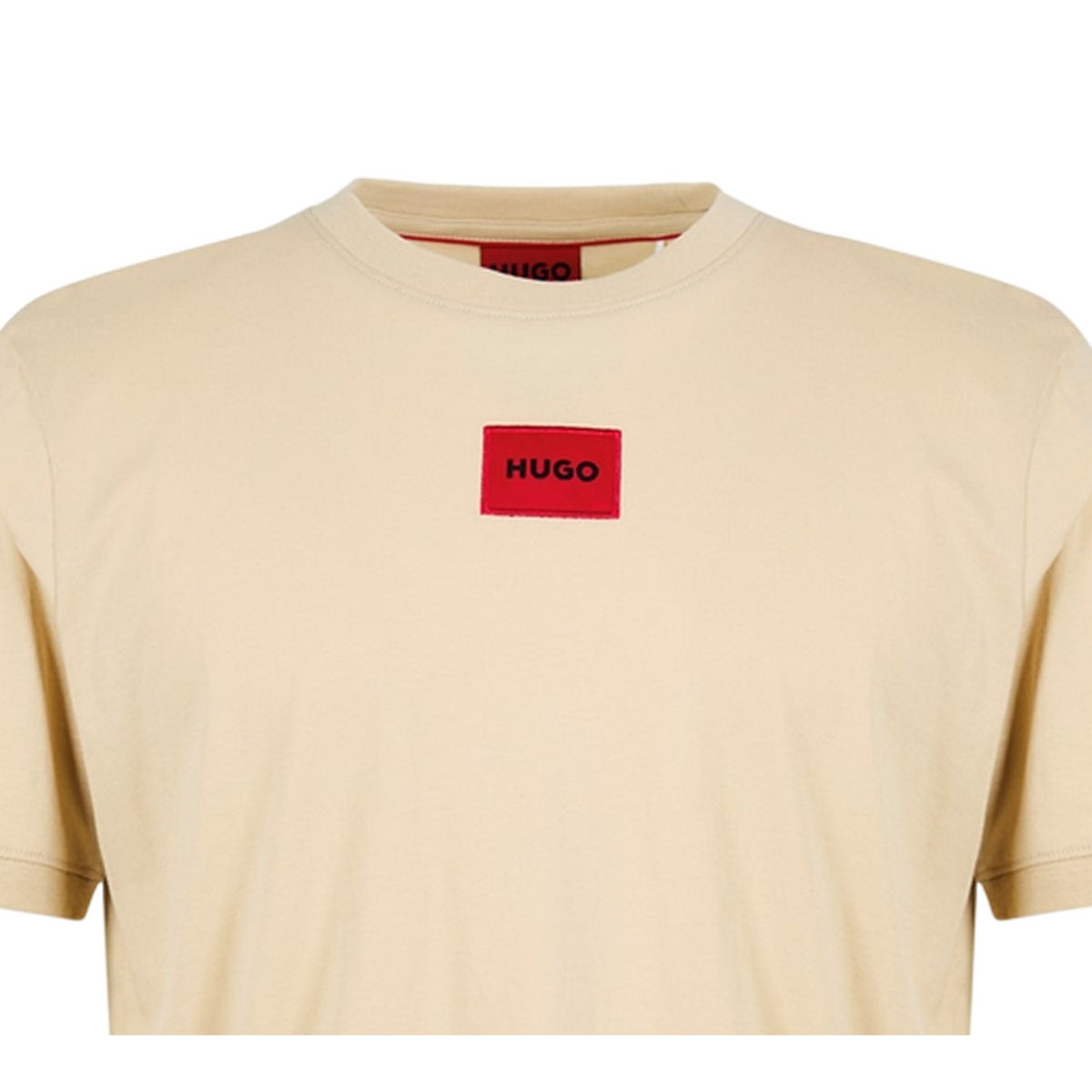 Beige - Side - Hugo Mens Diragolino Chest Logo T-Shirt