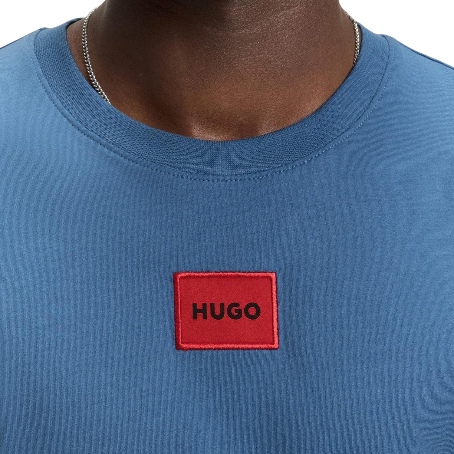 Medium Blue - Side - Hugo Mens Diragolino Chest Logo T-Shirt