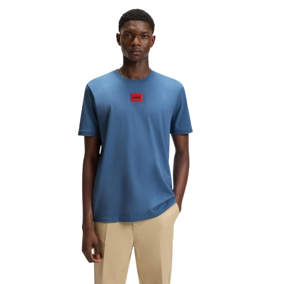 Medium Blue - Lifestyle - Hugo Mens Diragolino Chest Logo T-Shirt