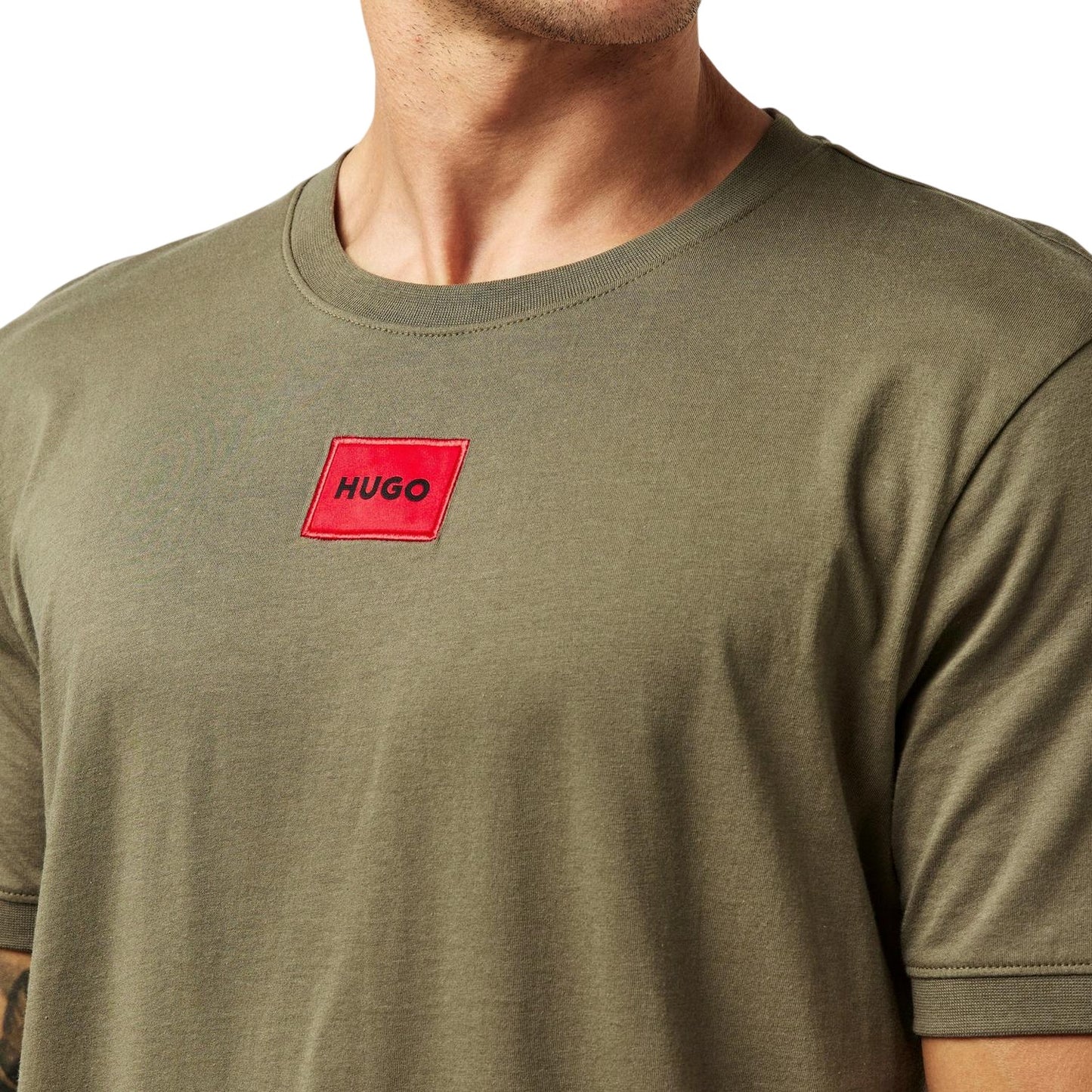 Medium Grey - Side - Hugo Mens Diragolino Chest Logo T-Shirt