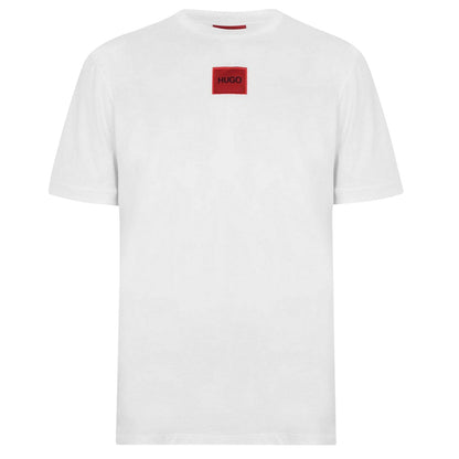 White - Front - Hugo Mens Diragolino Chest Logo T-Shirt
