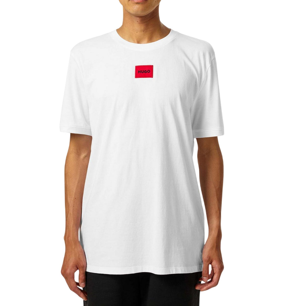 White - Side - Hugo Mens Diragolino Chest Logo T-Shirt