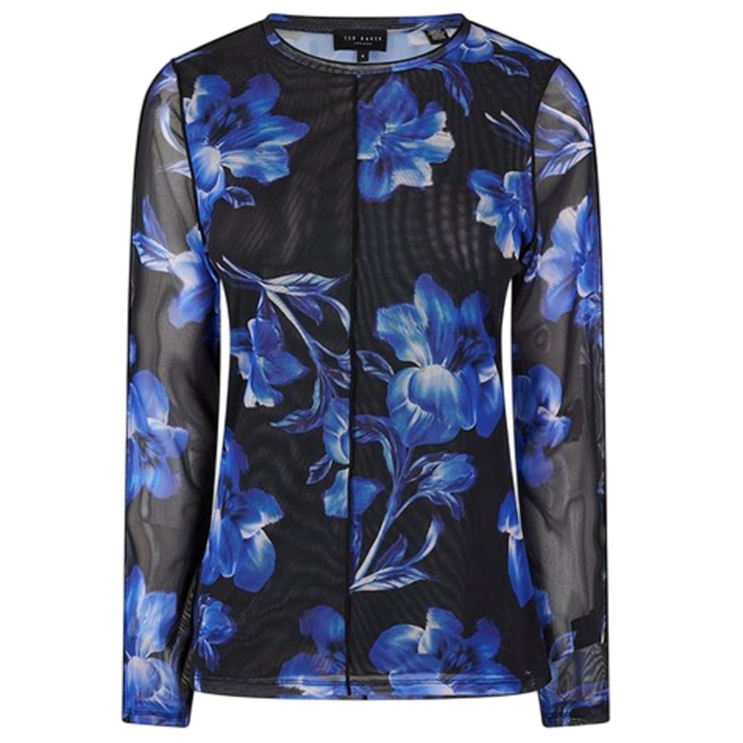 Blue - Front - Ted Baker Womens-Ladies Floral Sheer T-Shirt