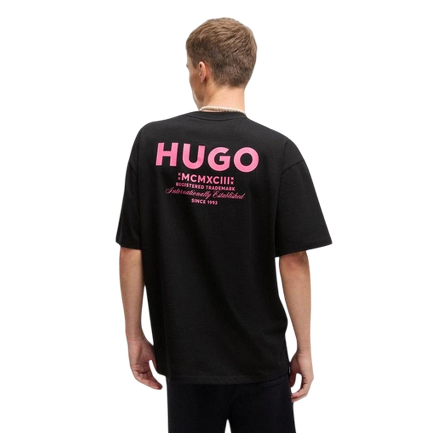 Black-Pink - Back - Hugo Mens MCMXCIII Back Print T-Shirt