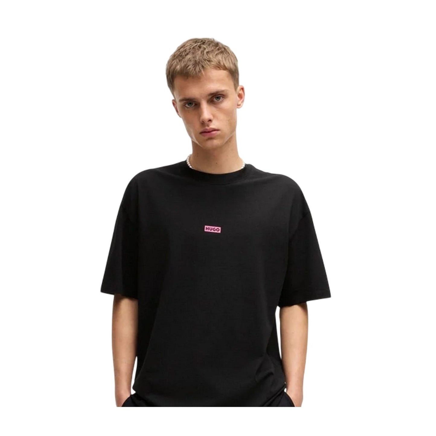 Black-Pink - Side - Hugo Mens MCMXCIII Back Print T-Shirt