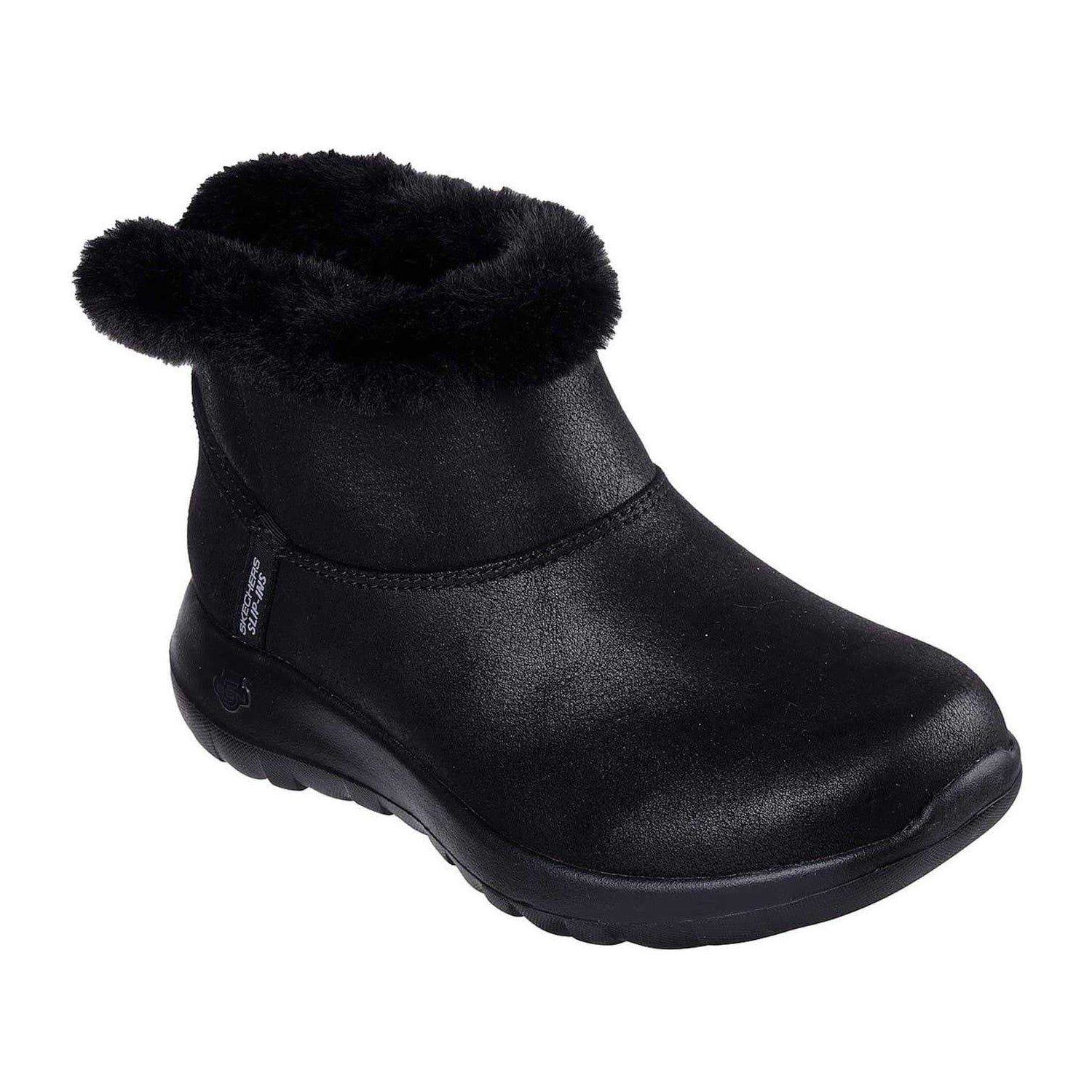 Black - Pack Shot - Skechers Womens-Ladies On The Go Joy Faux Fur Lined Ankle Boots