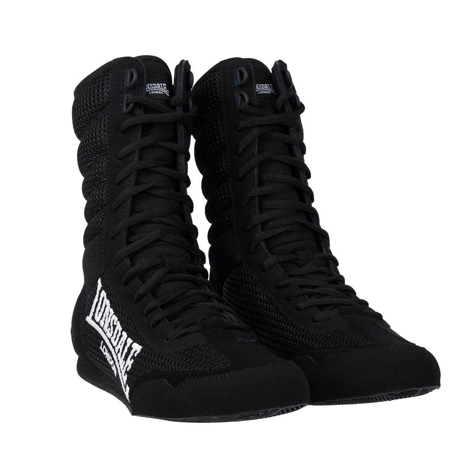 Black - Pack Shot - Lonsdale Childrens-Kids Contender Boxing Boots