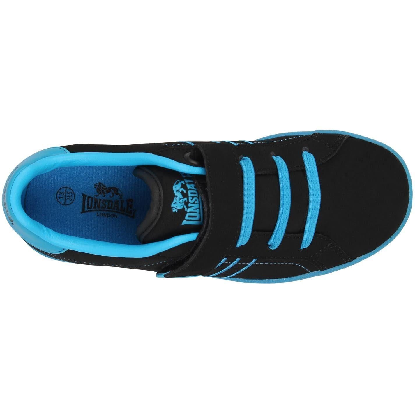 Black-Blue - Side - Lonsdale Childrens-Kids Oval Trainers