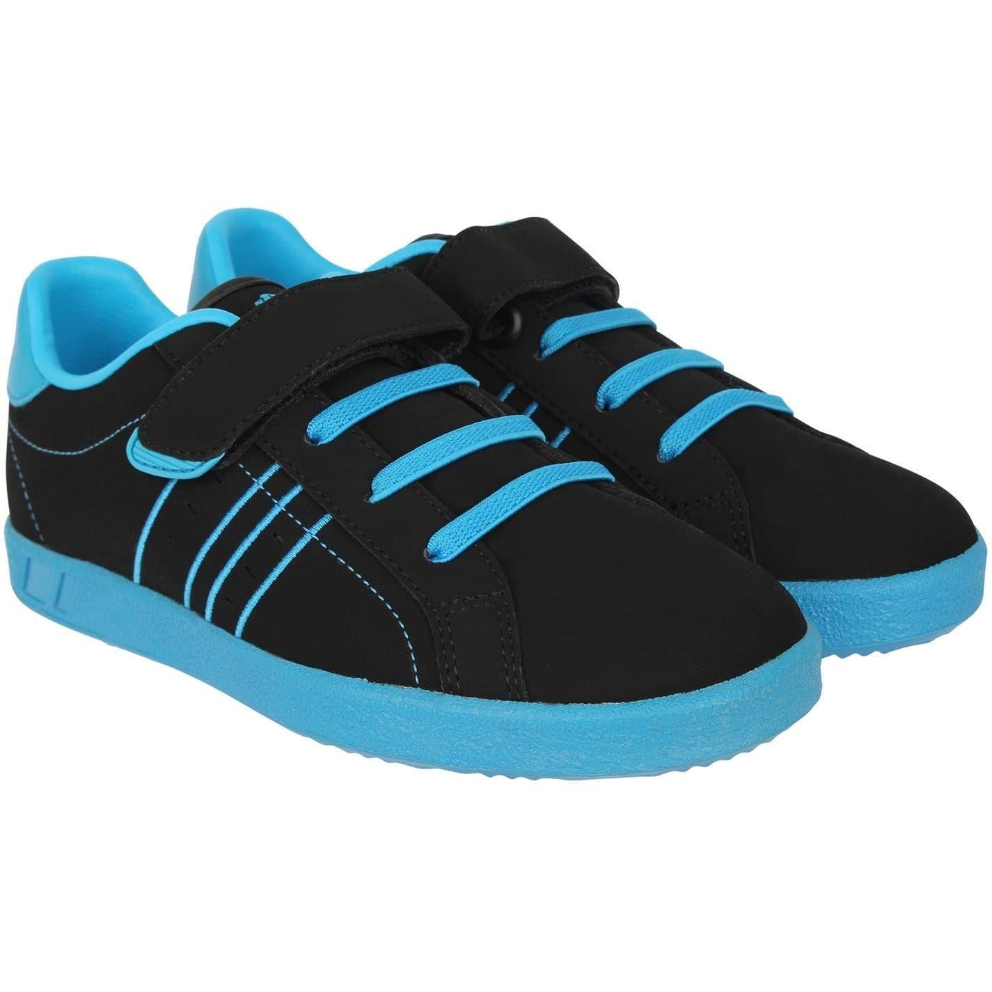 Black-Blue - Pack Shot - Lonsdale Childrens-Kids Oval Trainers