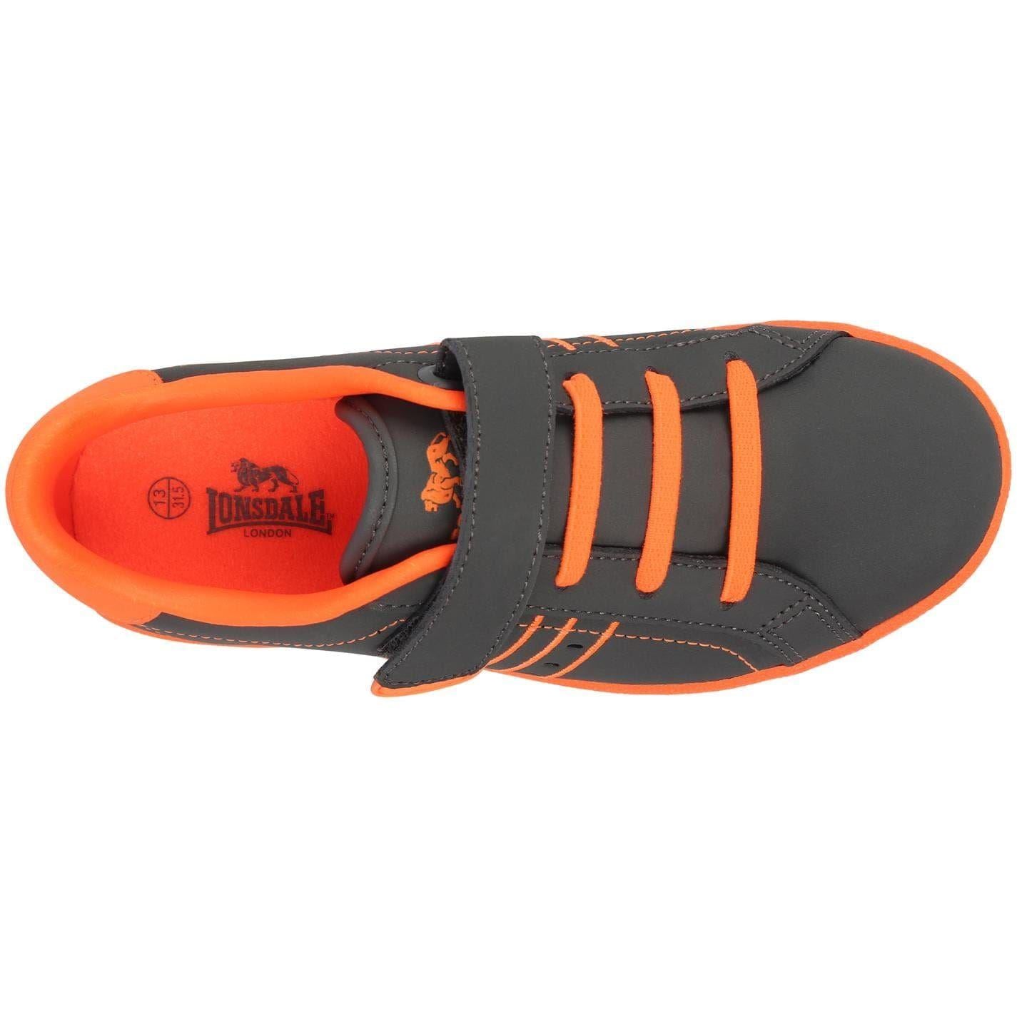 Grey-Orange - Side - Lonsdale Childrens-Kids Oval Trainers