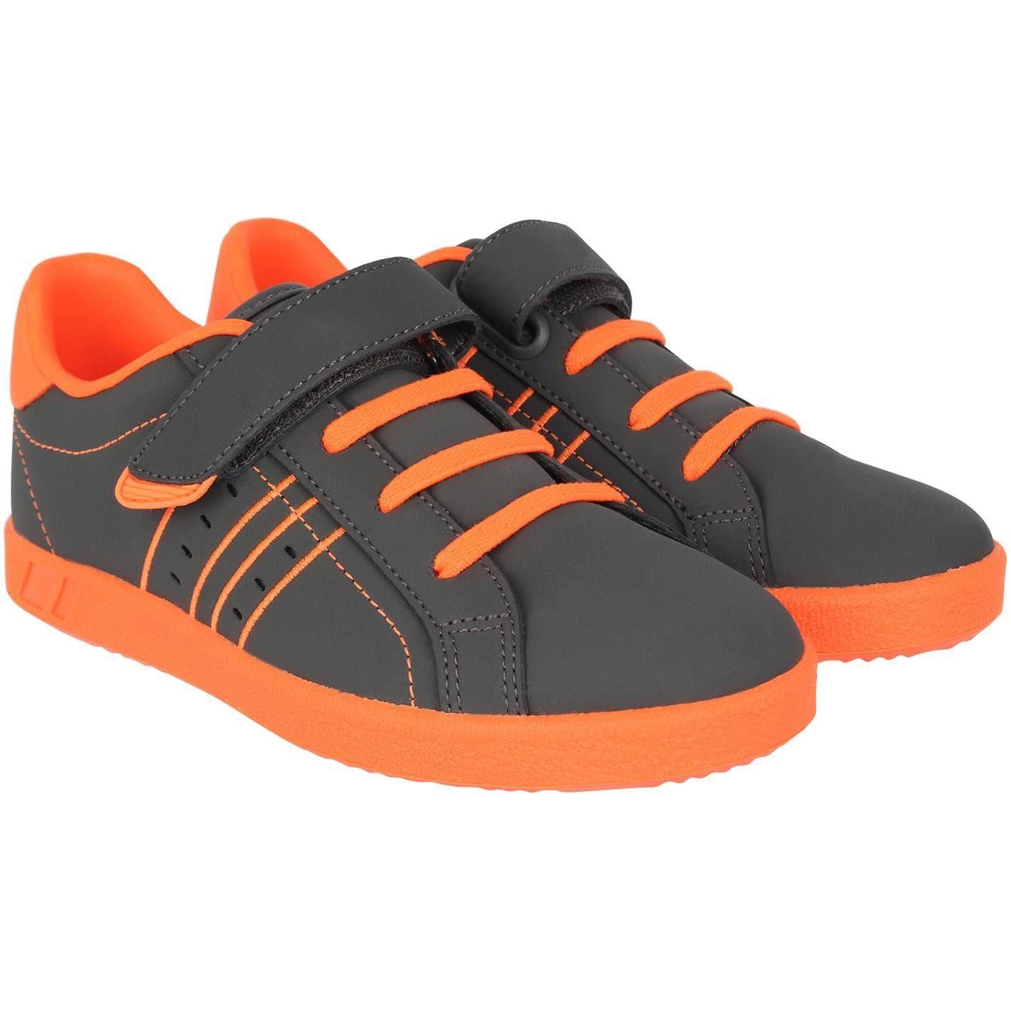 Grey-Orange - Pack Shot - Lonsdale Childrens-Kids Oval Trainers