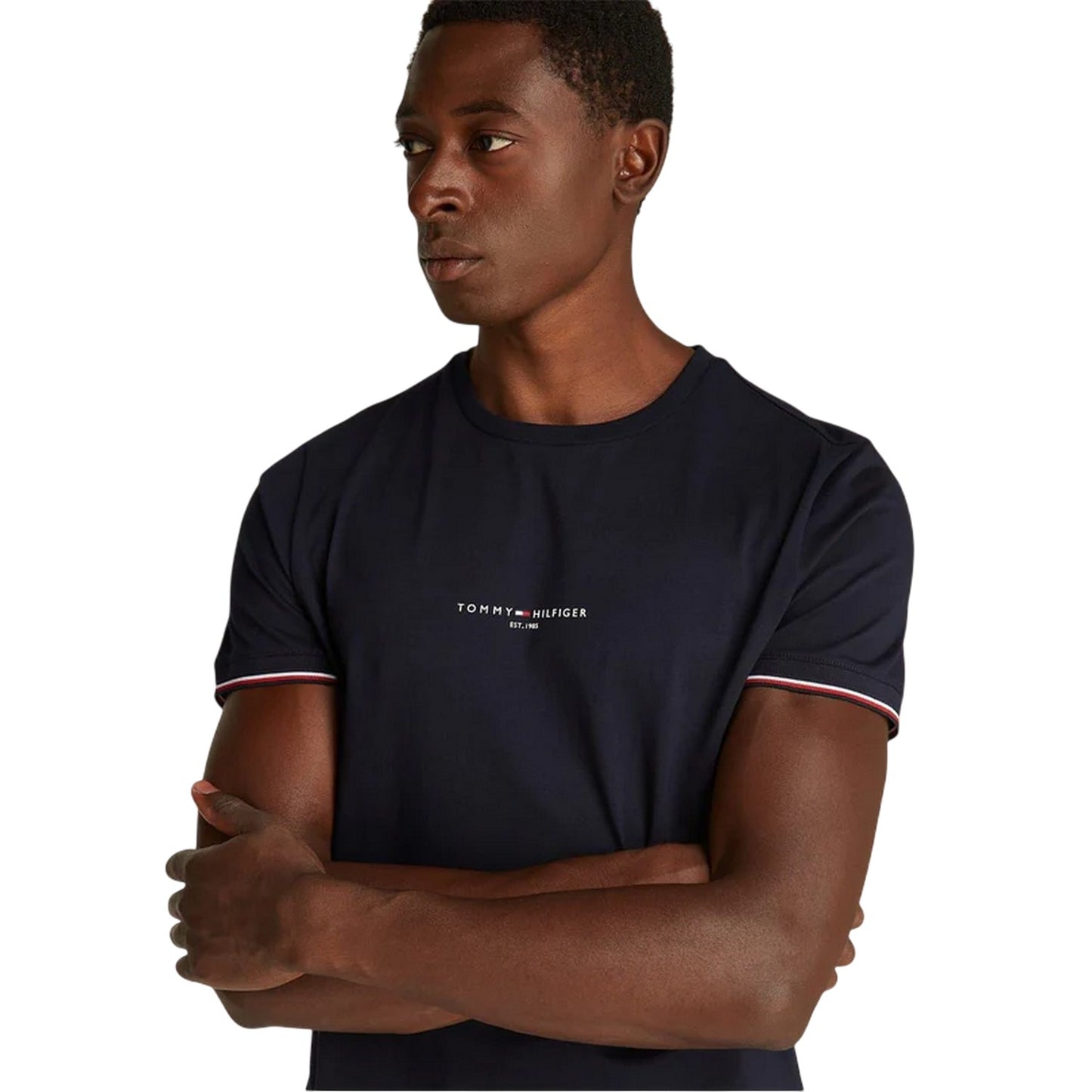 Desert Sky - Side - Tommy Hilfiger Mens Logo Tipped Slim T-Shirt