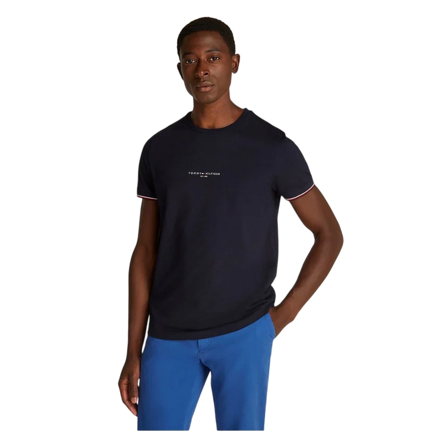 Desert Sky - Lifestyle - Tommy Hilfiger Mens Logo Tipped Slim T-Shirt