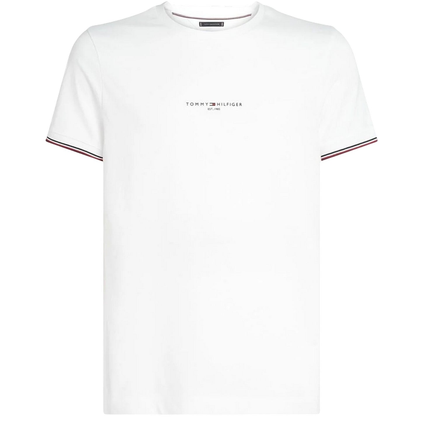 White - Front - Tommy Hilfiger Mens Logo Tipped Slim T-Shirt