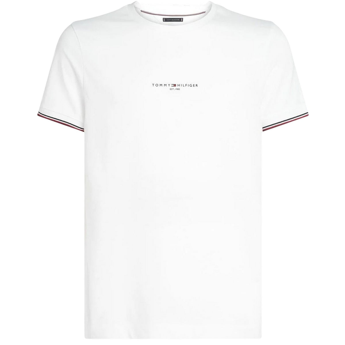 White - Front - Tommy Hilfiger Mens Logo Tipped Slim T-Shirt