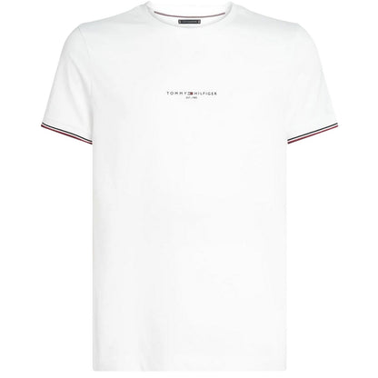 White - Front - Tommy Hilfiger Mens Logo Tipped Slim T-Shirt