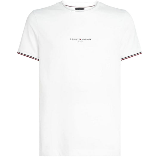 White - Front - Tommy Hilfiger Mens Logo Tipped Slim T-Shirt
