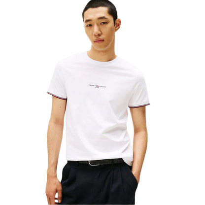 White - Lifestyle - Tommy Hilfiger Mens Logo Tipped Slim T-Shirt