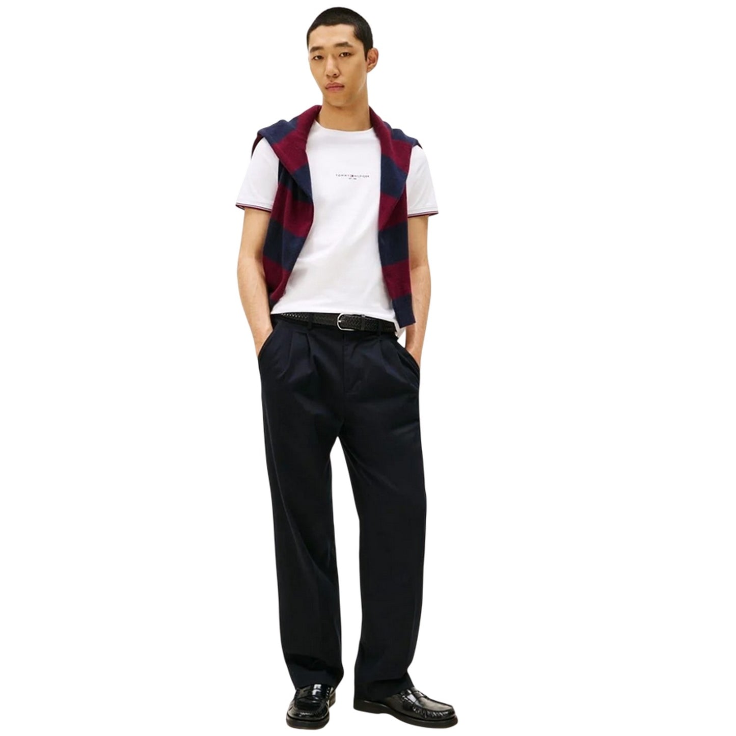 White - Pack Shot - Tommy Hilfiger Mens Logo Tipped Slim T-Shirt