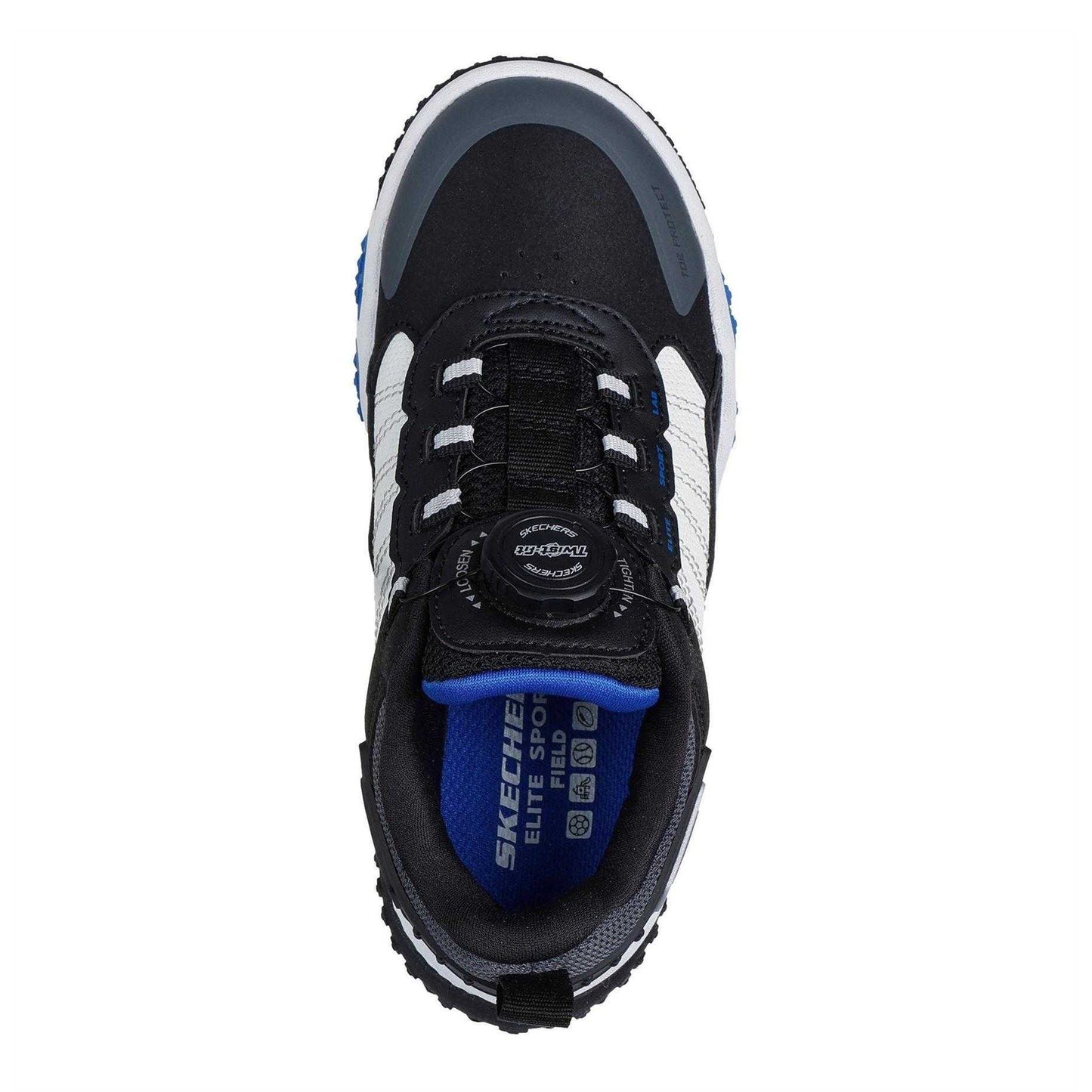 Black-White - Side - Skechers Childrens-Kids Elite Sport Trainers