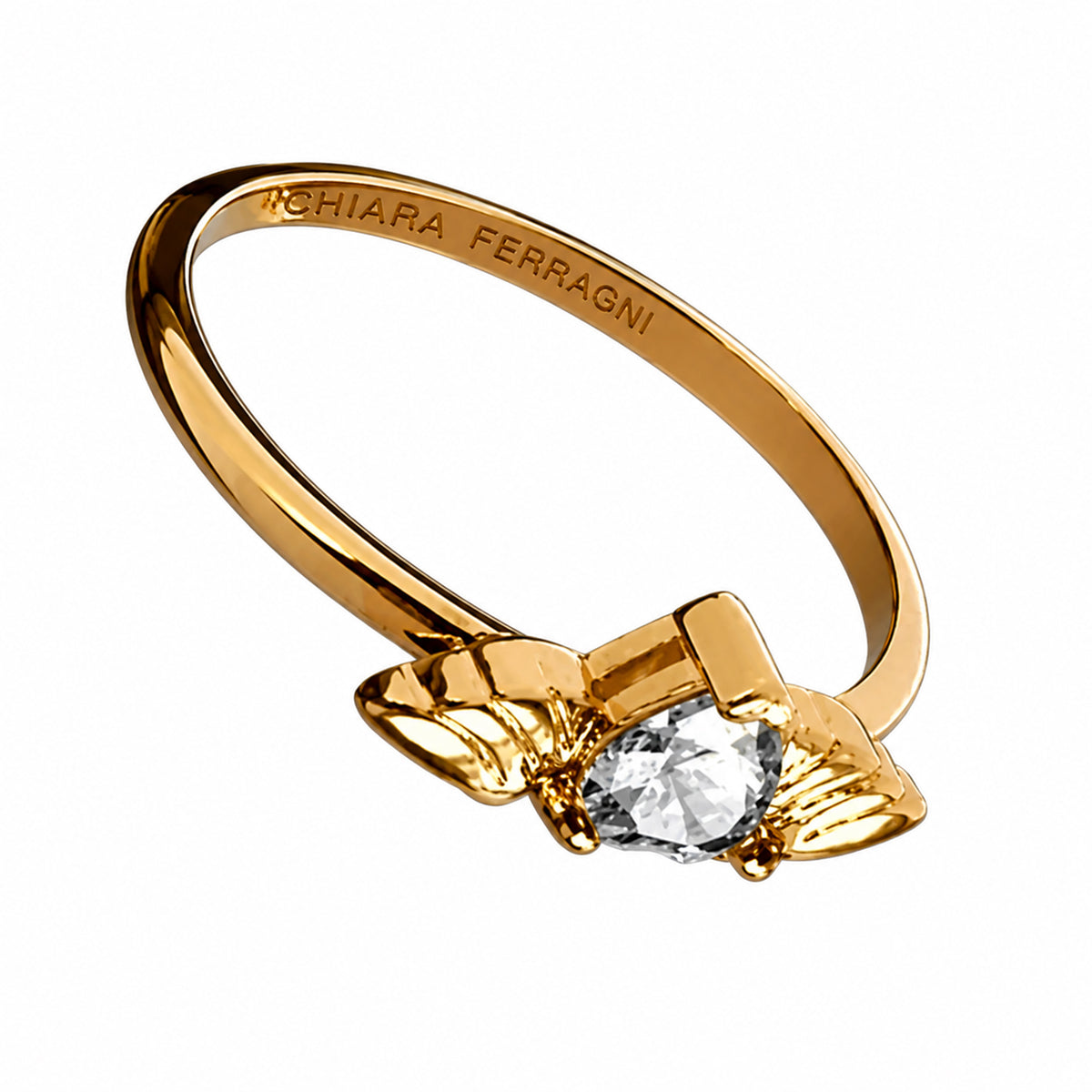 Yellow Gold - Back - Chiara Ferragni Womens-Ladies Cupido Winged Heart Ring