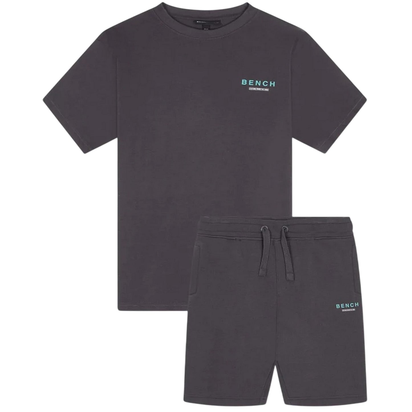 Dark Grey - Front - Bench Mens Malemtee Back Print T-Shirt & Shorts Set