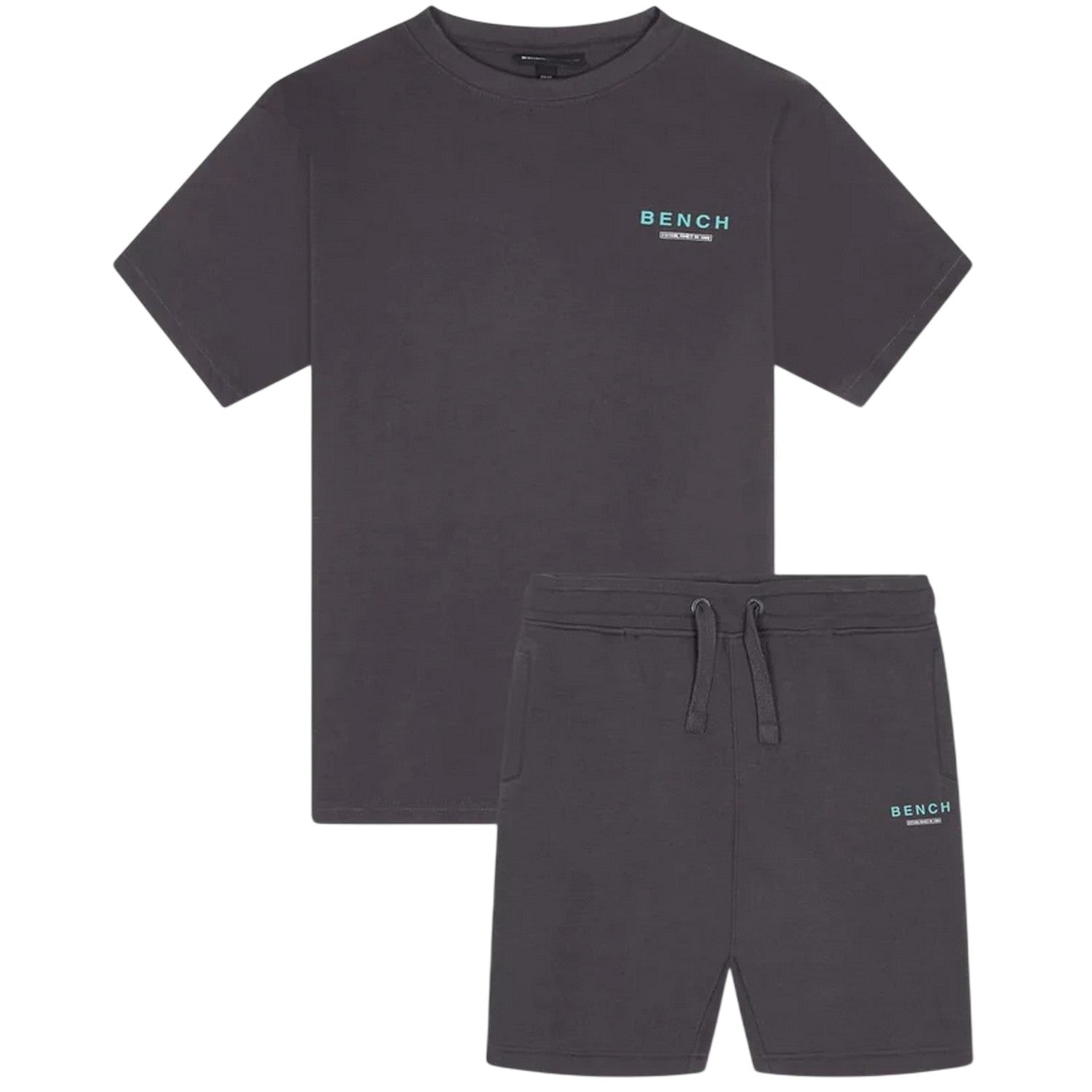 Dark Grey - Front - Bench Mens Malemtee Back Print T-Shirt & Shorts Set