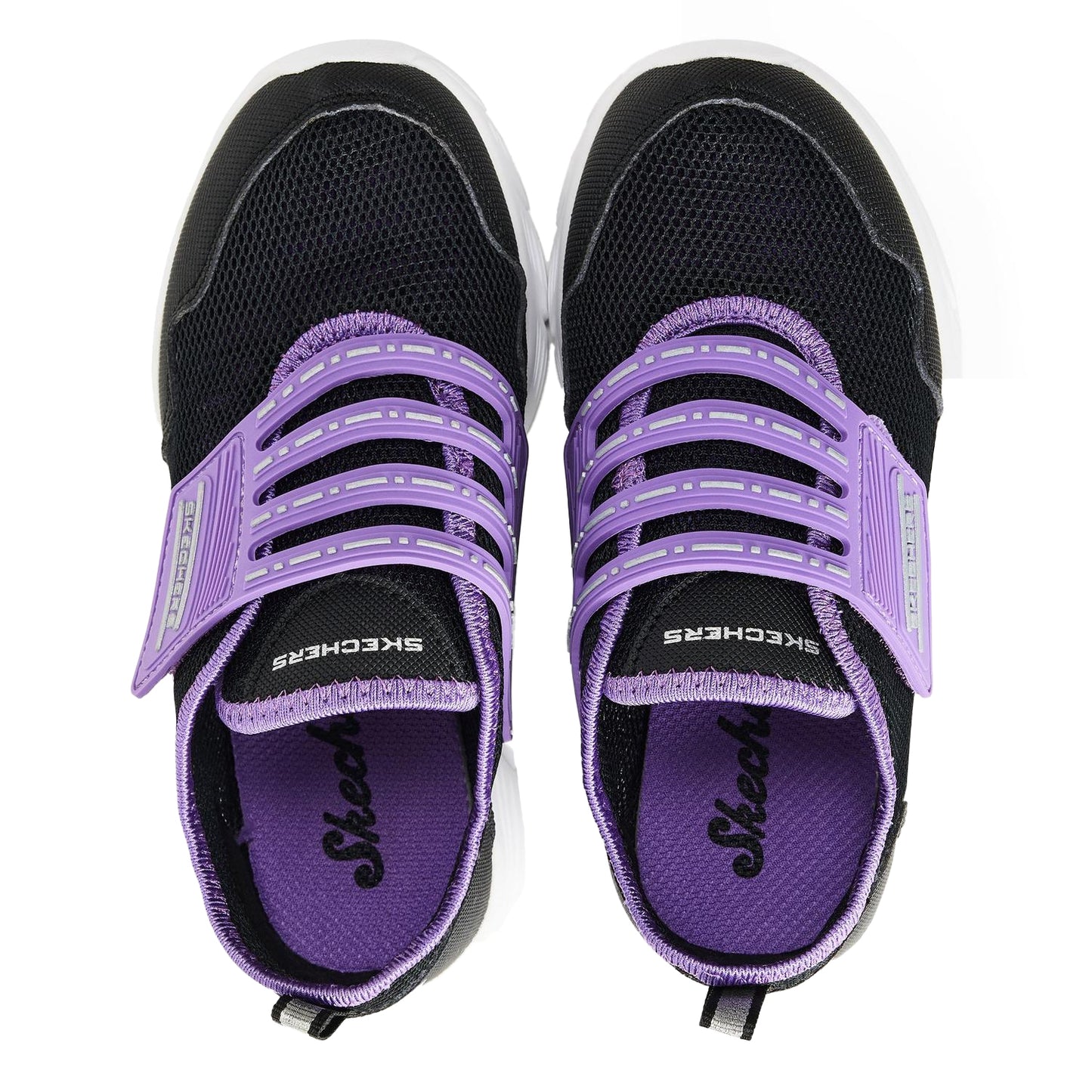 Black - Side - Skechers Childrens-Kids Comfyflex Mesh Trainers