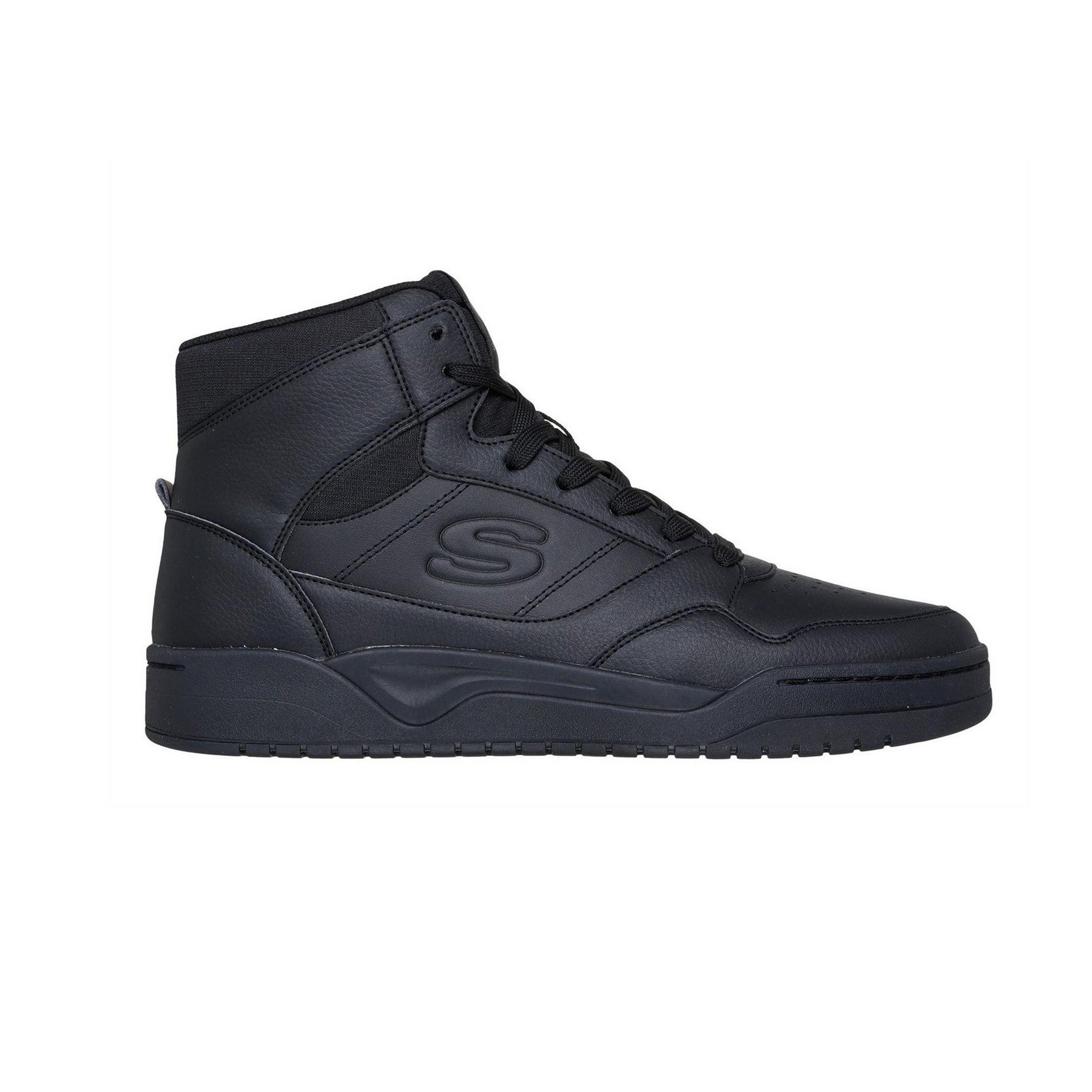 Black - Side - Skechers Mens Overlay High Top Trainers