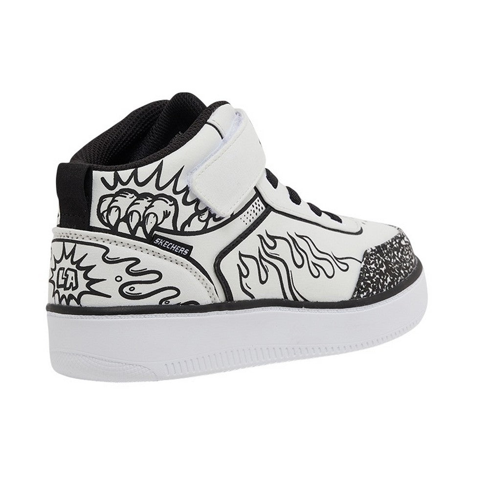 White-Black - Back - Skechers Childrens-Kids Graphic Print Flat Trainers