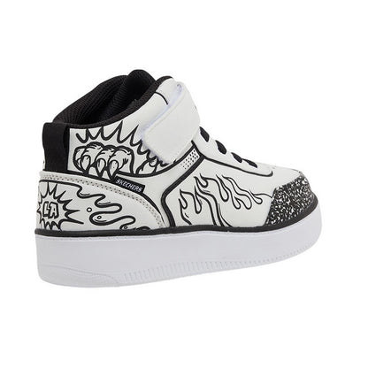 White-Black - Back - Skechers Childrens-Kids Graphic Print Flat Trainers
