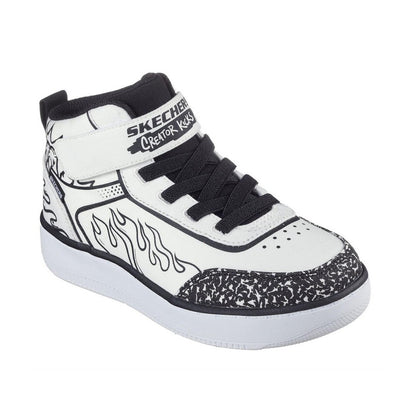 White-Black - Front - Skechers Childrens-Kids Graphic Print Flat Trainers