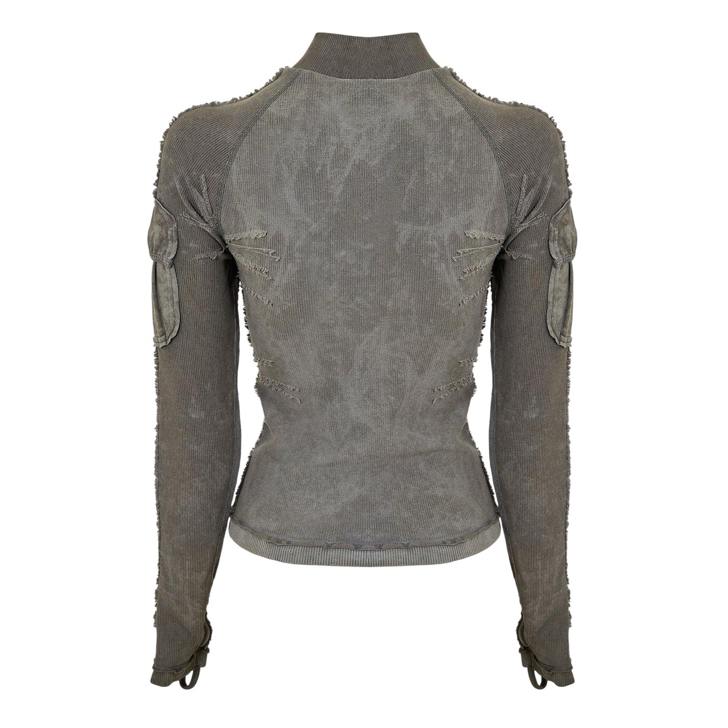 Volcanic Ash Melange - Back - Diesel Unisex Adult Distressed Raglan T-Shirt