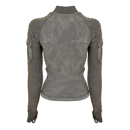 Volcanic Ash Melange - Back - Diesel Unisex Adult Distressed Raglan T-Shirt