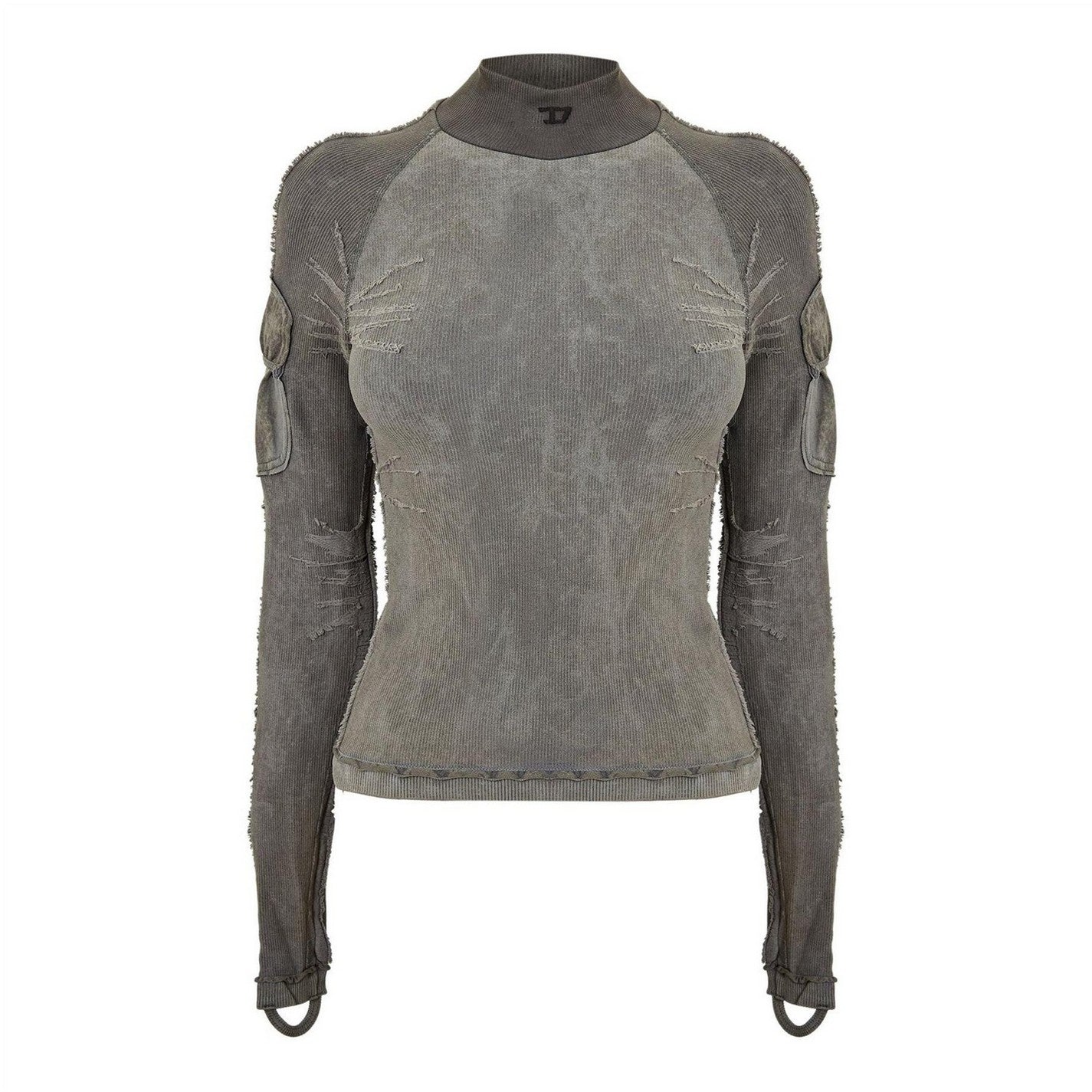 Volcanic Ash Melange - Front - Diesel Unisex Adult Distressed Raglan T-Shirt