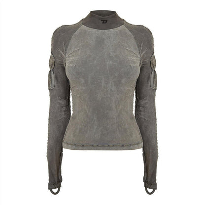 Volcanic Ash Melange - Front - Diesel Unisex Adult Distressed Raglan T-Shirt