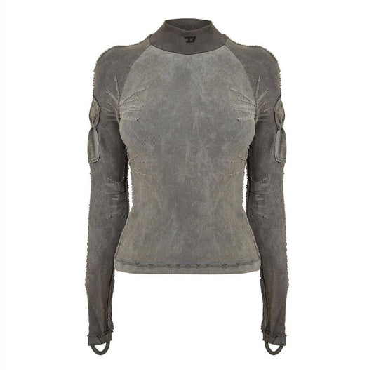 Volcanic Ash Melange - Front - Diesel Unisex Adult Distressed Raglan T-Shirt