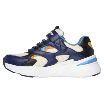 Navy-Multicoloured - Back - Skechers Childrens-Kids Bobsbamina Colour Block Trainers