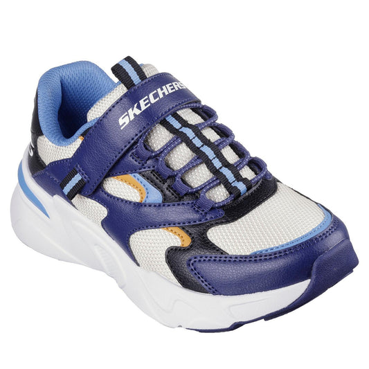 White-Black-Blue - Front - Skechers Childrens-Kids Bobsbamina Colour Block Trainers