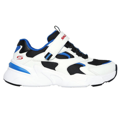 White-Black-Blue - Back - Skechers Childrens-Kids Bobsbamina Colour Block Trainers