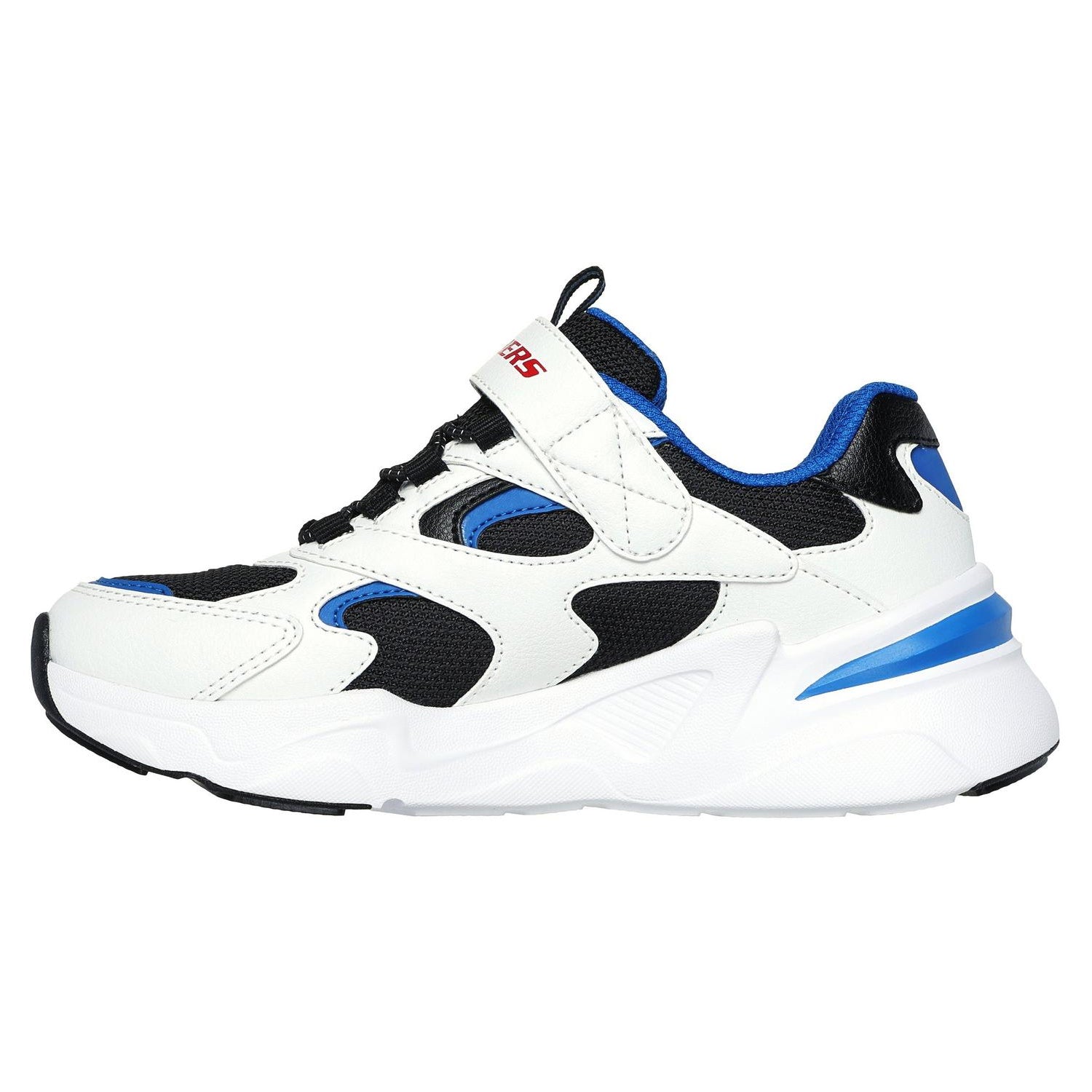 White-Black-Blue - Side - Skechers Childrens-Kids Bobsbamina Colour Block Trainers