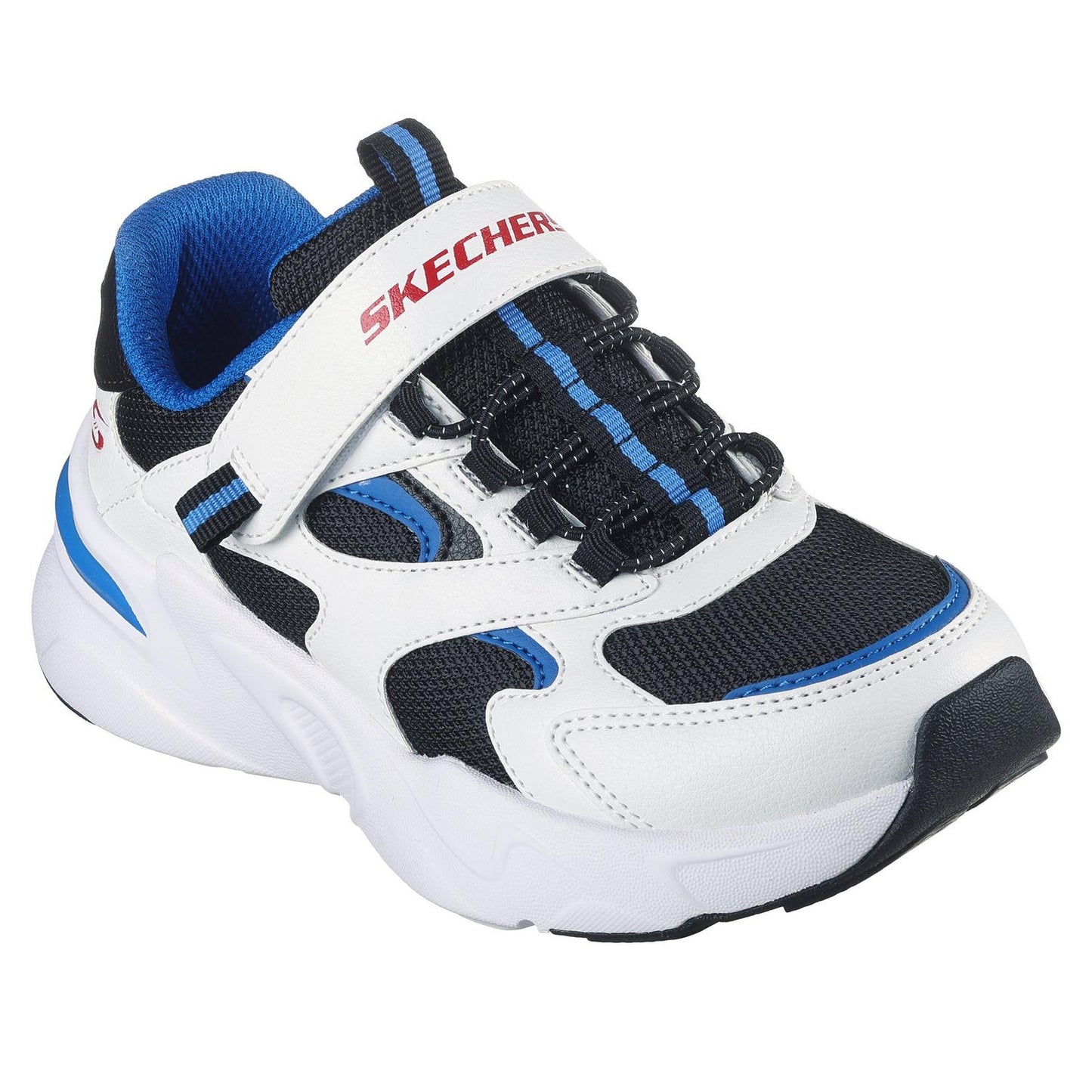 White-Black-Blue - Close up - Skechers Childrens-Kids Bobsbamina Colour Block Trainers