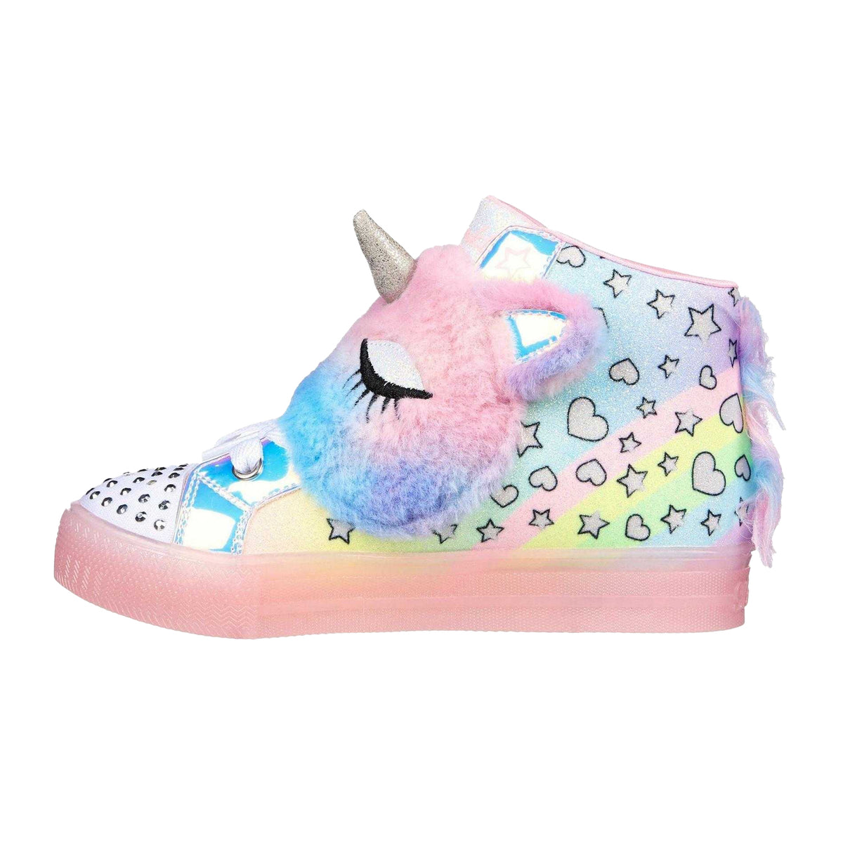 Pink-Multicoloured - Back - Skechers Girls Shuffle Unicorn Trainers