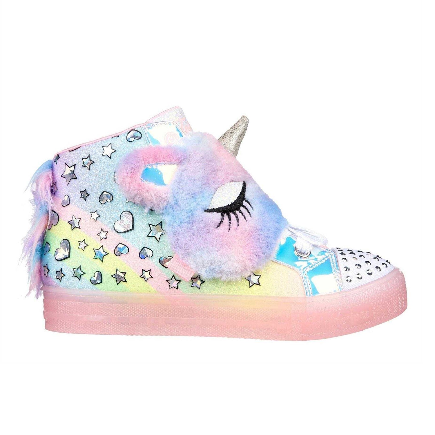 Pink-Multicoloured - Side - Skechers Girls Shuffle Unicorn Trainers