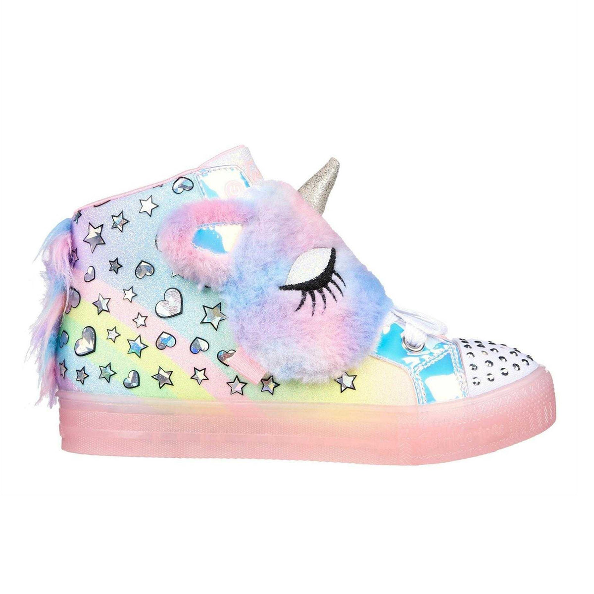 Pink-Multicoloured - Side - Skechers Girls Shuffle Unicorn Trainers