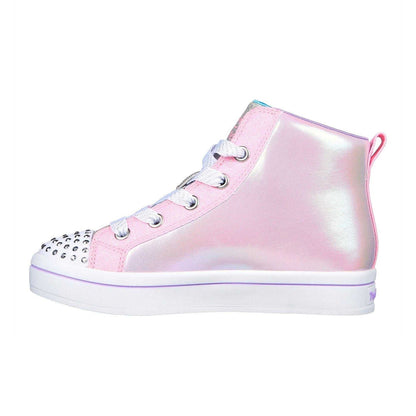 Pink - Back - Skechers Girls TwiLites2.0 High Top Trainers