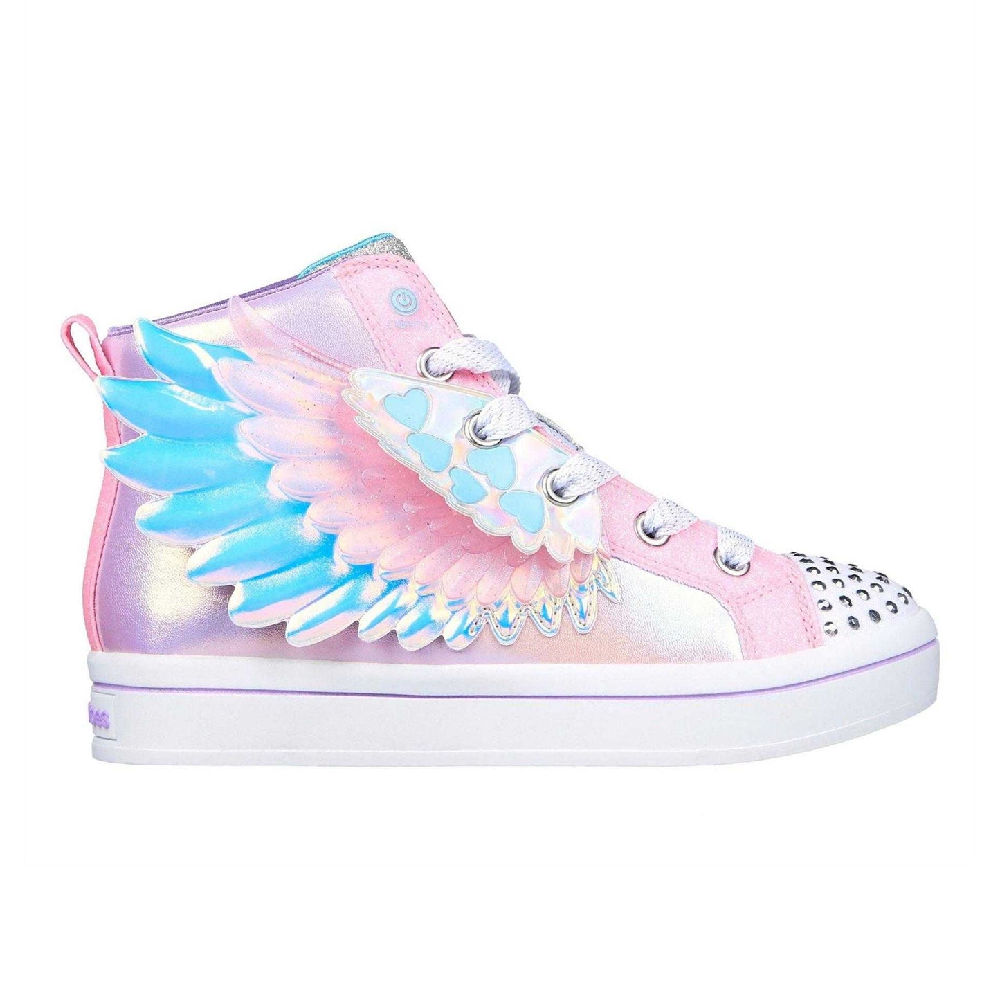 Pink - Side - Skechers Girls TwiLites2.0 High Top Trainers