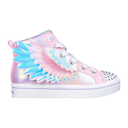 Pink - Side - Skechers Girls TwiLites2.0 High Top Trainers