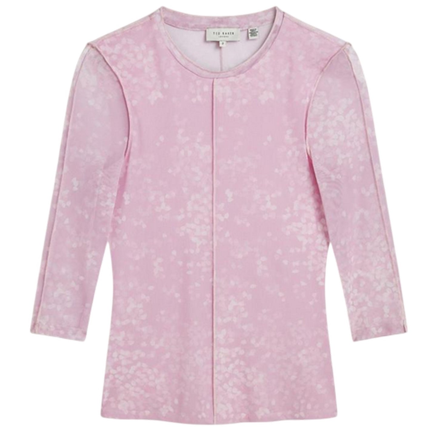 Pale Pink - Front - Ted Baker Womens-Ladies Printed Mesh Slim T-Shirt